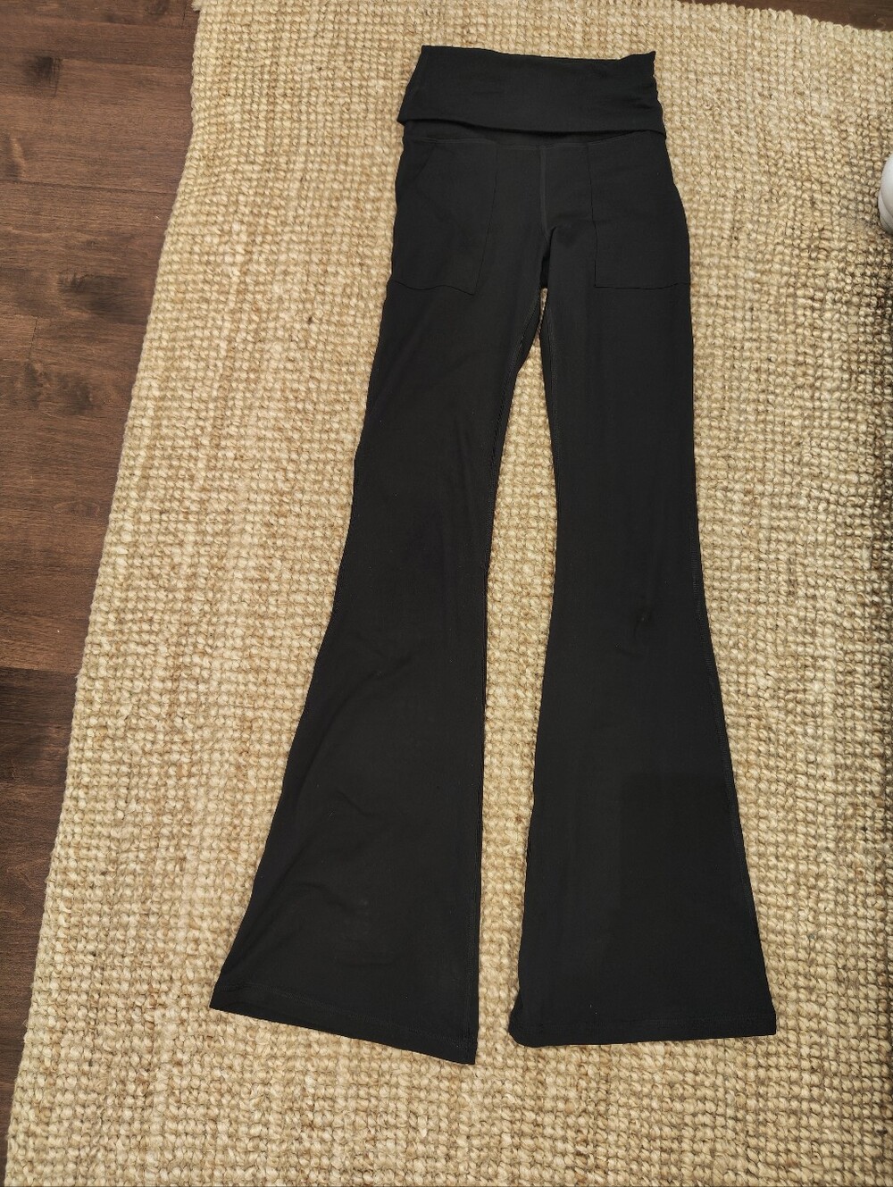 aerie OFFLINE Black Fold over Flare Pants With Pockets